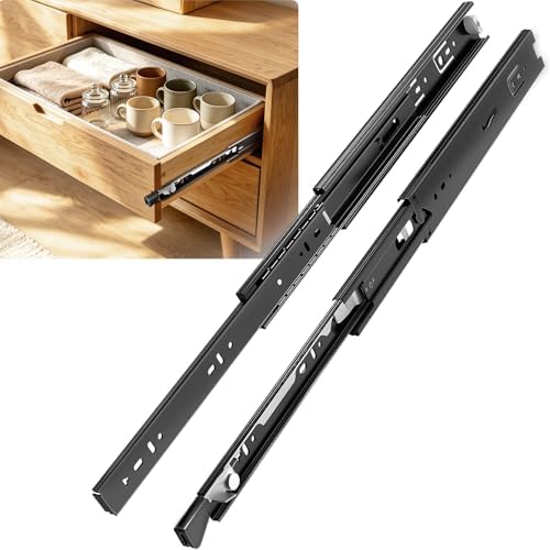 24 inch Locking Full Extension Ball Bearing Black Drawer Slides by BAIDICE