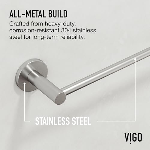VIGO Cass 3 Pieces Bathroom Hardware Set, 24 inch Towel Bar, Hand Towel Holder, Toilet Paper Holder Wall Mounted, Stainless Steel Bath Accessory Set Brushed Nickel Finish - Image 6