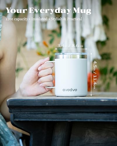 8 Pack 12oz Insulated Coffee Mug with Lid, Stainless Steel Cup - Image 2