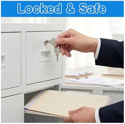 BESFUR Metal Storage Cabinet, Locking Storage Cabinet with Doors and Shelves, Reinforced Heavy Duty Metal Cabinets with Drawers for Office, Home, Garage (White) - Image 5