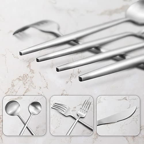 40-Piece Stainless Steel Flatware Set - 8-Piece Service, Satin Finished & Dishwasher Safe - Image 4
