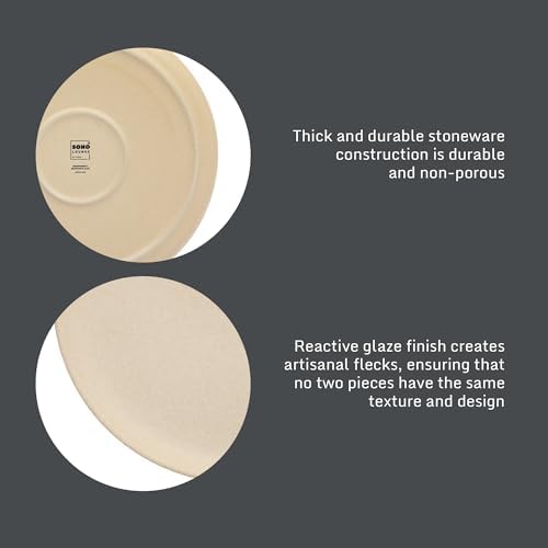 Gibson Elite Pasco 12 Piece (Service for 4) Plates and Bowls Reactive Glaze Dishes Stoneware Ceramic Dinnerware Set - Taupe - Image 4