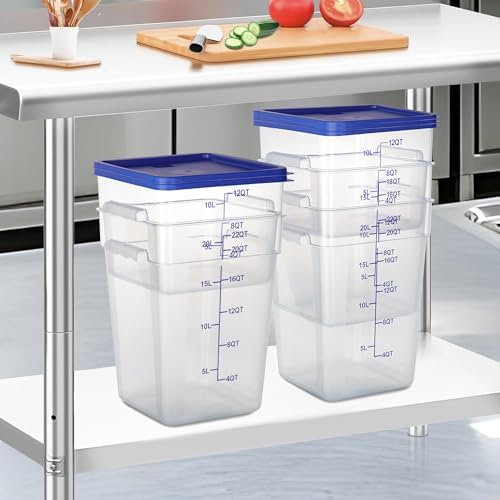 4 Pack 12 Qt Square Polycarbonate Food Storage Containers with Lids - Image 6