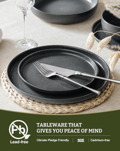Famiware Milkyway 16-Piece Stoneware Dinnerware Set, Matte Dark Charcoal - Image 5