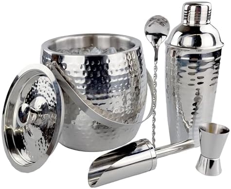BREKX Insulated Ice Bucket for Cocktail Bar with Drink Shaker 5-Piece Cocktail Set for Parties with Lid and Scoop - Bartender Accessories, Bartending Kit for Home Bar or Gifting by BREKX