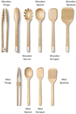 Caraway 9-Piece Wooden Kitchen Utensils Set for Cooking - Image 3