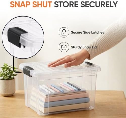 Superio Small Storage Bins with Lids- 3 Pack, 4.75 Qt Clear Boxes for Organizing, Stackable Plastic Containers- BPA Free, Non-Toxic, Odor Free, Organizer for Home, Office, Dorm - Image 6