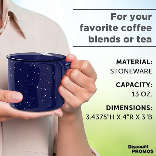 DISCOUNT PROMOS Ceramic Campfire Coffee Mugs 13 oz. Set of 10, Bulk Pack - Perfect for Tea, Espresso, Cappuccino, Hot Cocoa - Blue - Image 4