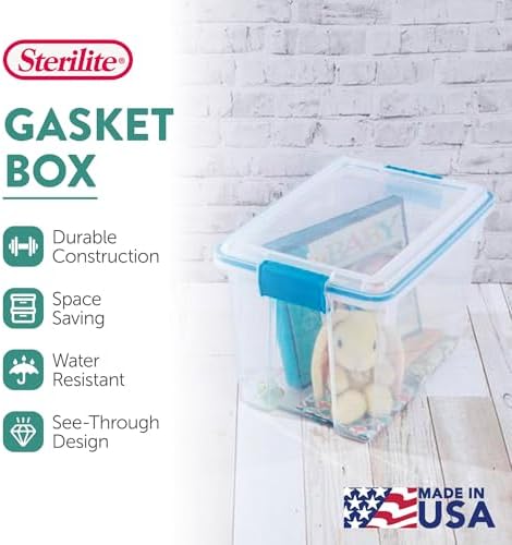 Sterilite Gasket Storage Box with Lids for Home & Office, 20 Quart, 18-Pack - Image 2