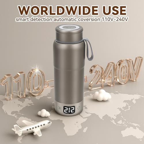 Pure Titanium Travel Kettle,Dual Voltage Portable Electric Kettle 110V-240V Smart Small Water Boiler for Tea & Coffee,12 Temperature Control,Auto Shut Off & Boil Dry Protection (Gray,520ML) - Image 2