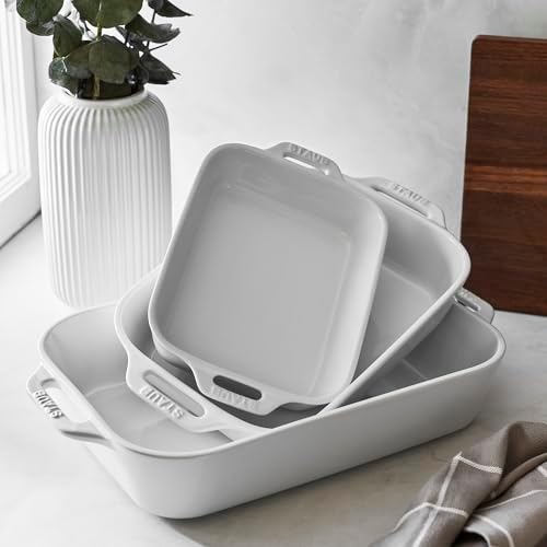 Staub Ceramic 3-pc Rectangular Baking Dish Set - White - Image 3