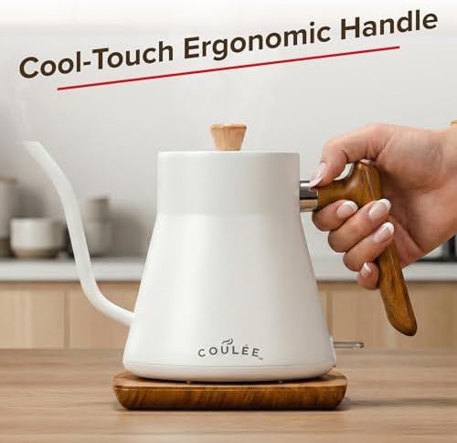 Gooseneck Electric Kettle, Stainless Steel, for Coffee & Tea, White - Image 2