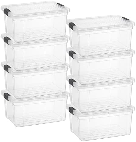 Superio 11 Quart Clear Plastic Storage Boxes with Lids, Stackable Organizer Containers, BPA-Free Storage Bins for Home, Office, School & Dorm, 8 Pack by Superio