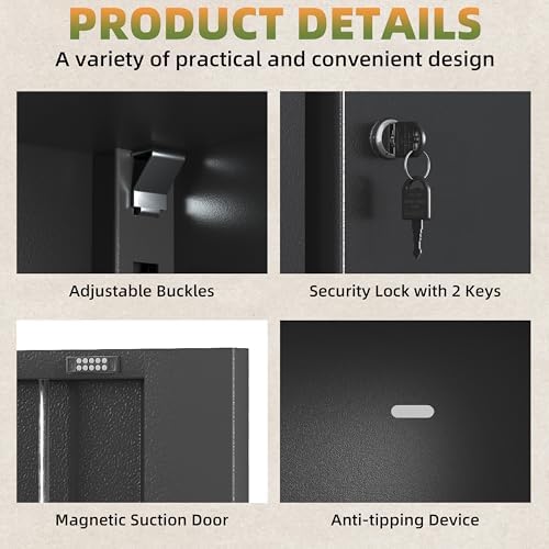 71''H Garage Storage Cabinet with Wheels, Meatl Storage Cabinet with Lock - Image 6