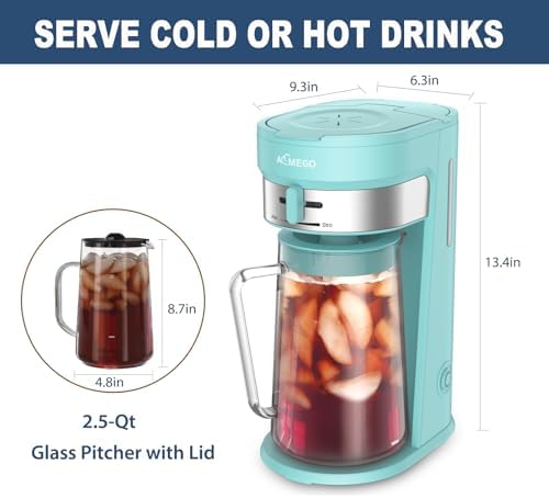 AEMEGO Iced Tea Maker, Brewing System with 2.5-quart Glass Pitcher, sliding strength selector, Stainless Steel Decoration, Reusable Filter (Green) - Image 5
