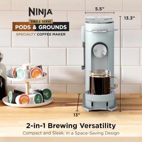 Ninja Pods & Grounds Coffee Maker, K-Cup Compatible, Glacier Blue, PB051GB - Image 2