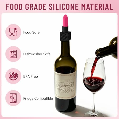 2‑Pack Silicone Wine Stoppers, Lipstick Shaped Bottle Stoppers - Image 2