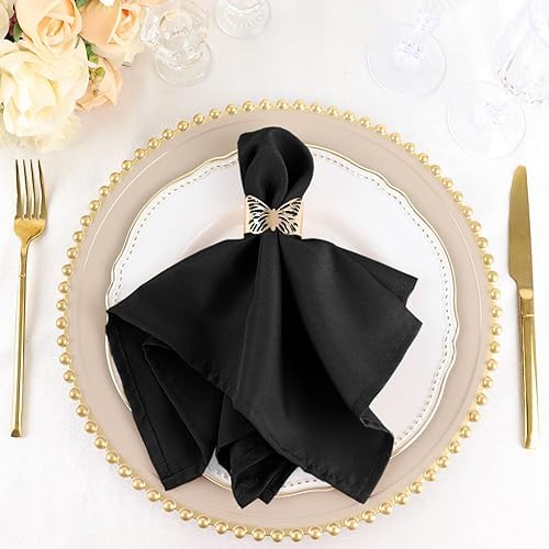 20 pcs 17-Inch Black Polyester Table Napkins Reusable Washable Wedding Party Dinner Linens Tableware Supplies - Image 6