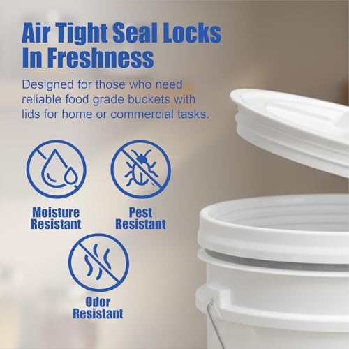 ePackageSupply 3.5 Gallon Bucket, Food-Grade w/Lid, BPA-Free, White,6 Packs - Image 5