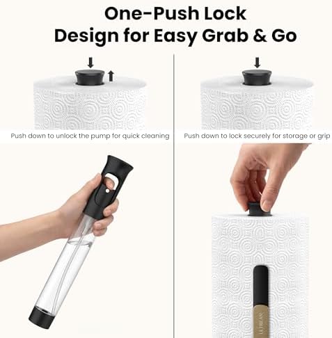 Ultrean Paper Towel Holder with Spray Bottle, Countertop Freestanding Paper Towel Dispenser with Spring-Loaded Tension Arm for One-Handed Tear, Weighted Non-Slip Base, Stainless Steel for Kitchen,Gold - Image 6