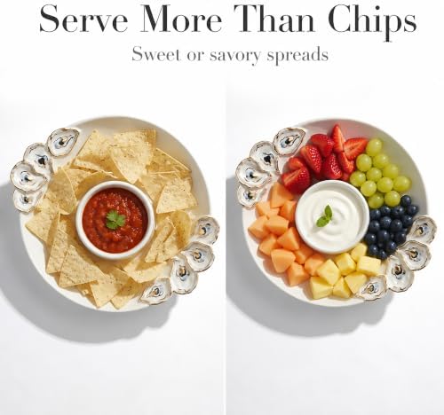 Mud Pie Oyster Chip And Dip Bowl Set, 2x10.5 - Image 4
