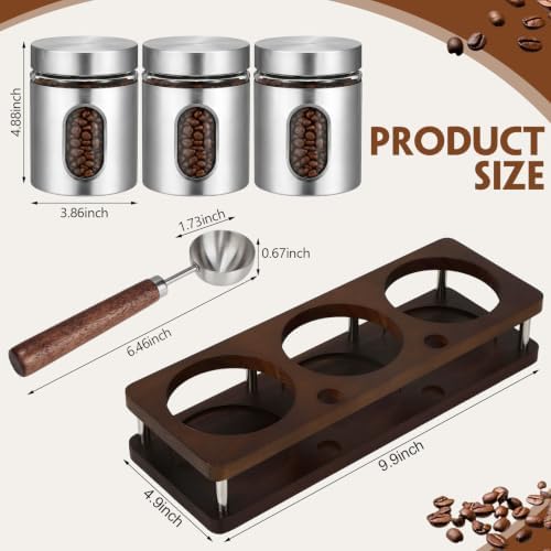 Suclain Stainless Steel Coffee Grounds Canisters with Shelf 3 x 20oz - Image 2