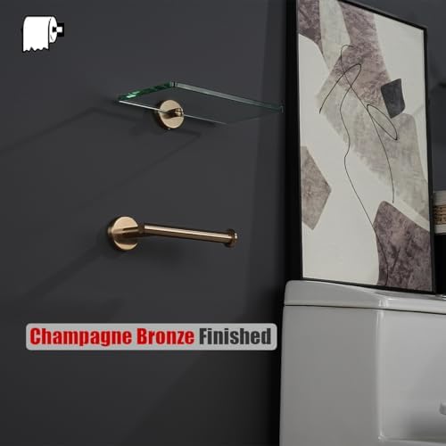 JQK Bathroom Hardware Set Champagne Bronze, 5-Piece Bath Accessories Set Wall Mount Includes 24 in Towel Bar, Towel Ring, Toilet Paper Holder, 2 Towel Hooks, BAS125-CB - Image 7