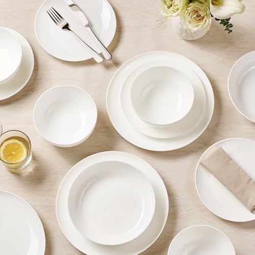 KINGSTONE Bone China Dinnerware Set for 4, 16-Piece Plates and Bowls Set - Image 4