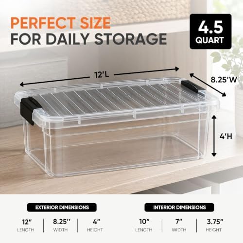 Superio 4.5 Quart Clear Plastic Storage Containers with Lids, Stackable Organizer Bins, BPA-Free Storage Boxes for Home, Office, Dorm & Classroom, 10 Pack - Image 3