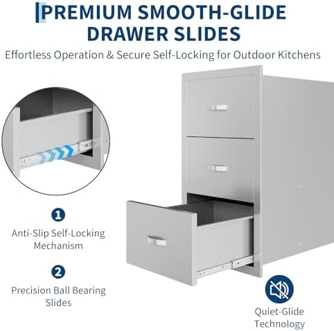 Garvee Outdoor Kitchen Drawers 17"Wx21"Dx30"H, Flush Mount Access BBQ Drawers with full Stainless Steel,Weatherproof & Rust-Resistant,for Outdoor Kitchen Island, Patio Grilling Tools & Spices - Image 6