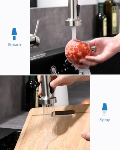 VFAUOSIT Kitchen Faucet with Pull Down Sprayer, Spring Brushed Nickel - Image 4