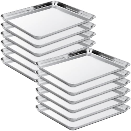12 Pcs Metal Trays Stainless Steel Sheet Pan Baking Trays,16 X 12 X 1 Inch by Zopeal