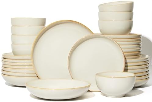 Pokini Ceramic Dinnerware Sets for 8, 32pcs Plates and Bowls Sets Dish Set by Pokini
