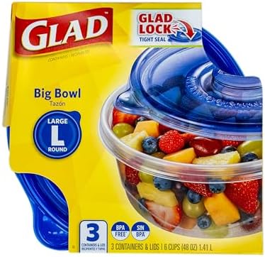 Glad GladWare Big Bowl Food Storage Containers, Large, 48 Oz, 3 Count, 6-Pk - Image 3