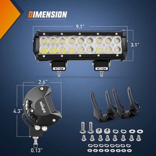 Nilight LED Light Bar 9Inch 54W 3600LM Spot Off Road Driving Lamp - Image 2