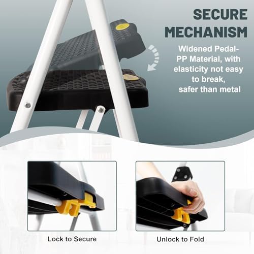 SocTone 3 Step Ladder, Step Stools for Adults, 500lbs Capacity - Image 3