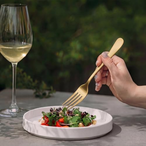 LIANYU 20 Piece Matte Gold Silverware Set, Stainless Steel Gold Flatware - Image 4