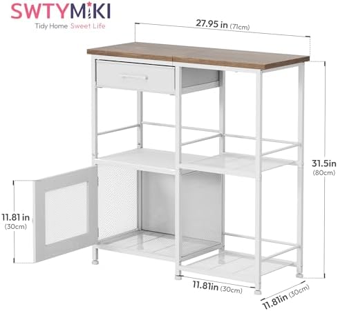 SWTYMIKI Coffee Bar Cabinet for Home - Farmhouse Coffee Stand Station Multi-Purpose Buffet Sideboard Cabinet with Drawers - Kitchen Bar Table for Living Room, Corner, Small Space, Oak - Image 2