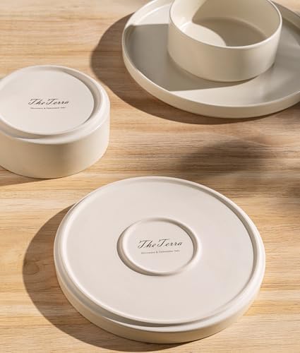 TheTerra Ceramic Dinnerware Set for 4, 12-Piece Plates and Bowls Set - Image 2