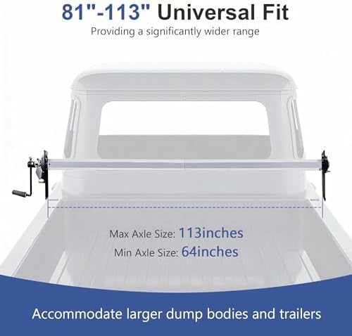 HUAALIUCHE 81" to 113" Adjustable Hand Crank Tarp Roller Kit, Aluminum Alloy Manual Tarp System for Dump Trucks & Trailers, Non-Slip Waterproof Rubber-Wrapped Handle-1Kit（No Tarp Included - Image 2
