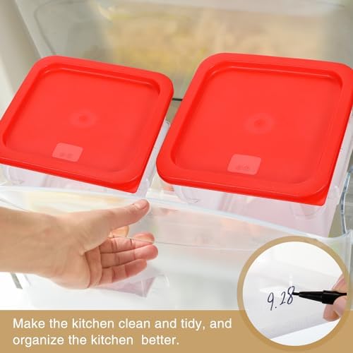 Suclain 2 Pcs Square Food Storage Container Polycarbonate Clear Food Container with Lid Commercial Rice Storage with Graduations for Commercial Kitchen(8 Qt,Red) - Image 3