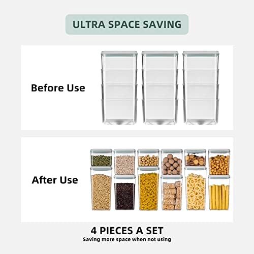 12 Pcs Pop Airtight Food Storage Containers with Lids for Kitchen Pantry Organization Stackable Cereal Snacks Flour Sugar Coffee Spaghetti (1.2, 2.0, 2.7, 3.3qt)*3 - Image 4