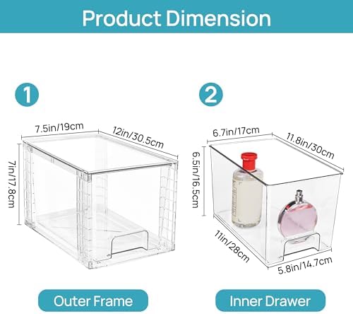 Vtopmart 2 Pack Large Stackable Storage Drawers, Clear - Image 3