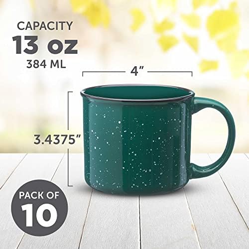DISCOUNT PROMOS Ceramic Campfire Coffee Mugs 13 oz. Set of 10, Bulk Pack - Perfect for Tea, Espresso, Cappuccino, Hot Cocoa - Green - Image 5