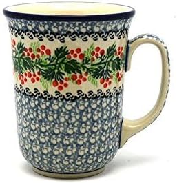 Polish Pottery Mug - 16 oz. Bistro - Holly Berry - Image 2