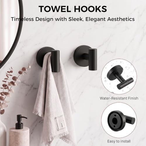 5-Piece 23.6 Inch Matte Black Bathroom Hardware Accessories Set - Image 6