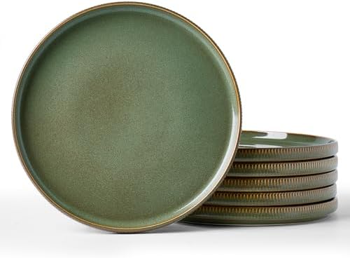 famiware Star 10/8 inches Dinner Plates Set for 6, Capulet Olive by Famiware