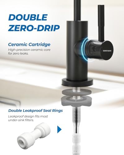 WEWE Drinking Water Faucet for RO System, 7-Shape, Non-Air Gap, Matte Black - Image 4