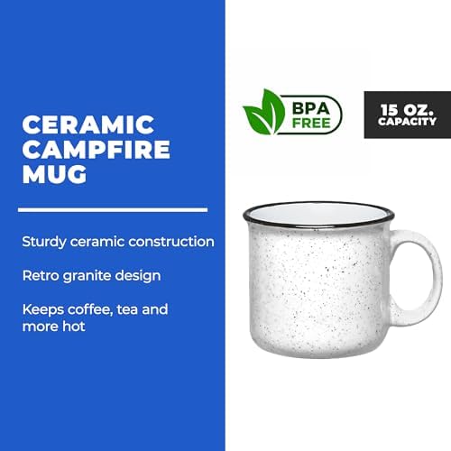 Set of 16 Ceramic Campfire Mugs – 15 Oz, White – Coffee & Tea Cups for Home, Work, Travel, Camping – Customizable, Great for DIY, Events, Companies - Image 2