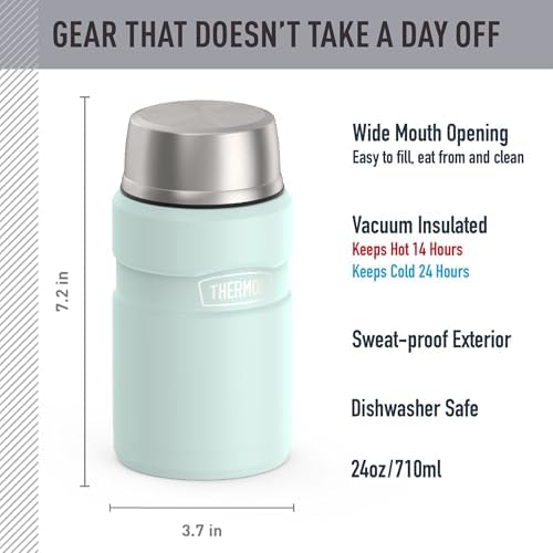 THERMOS Stainless King Food Jar with Bowl, 24oz, Matte Light Blue - Image 2